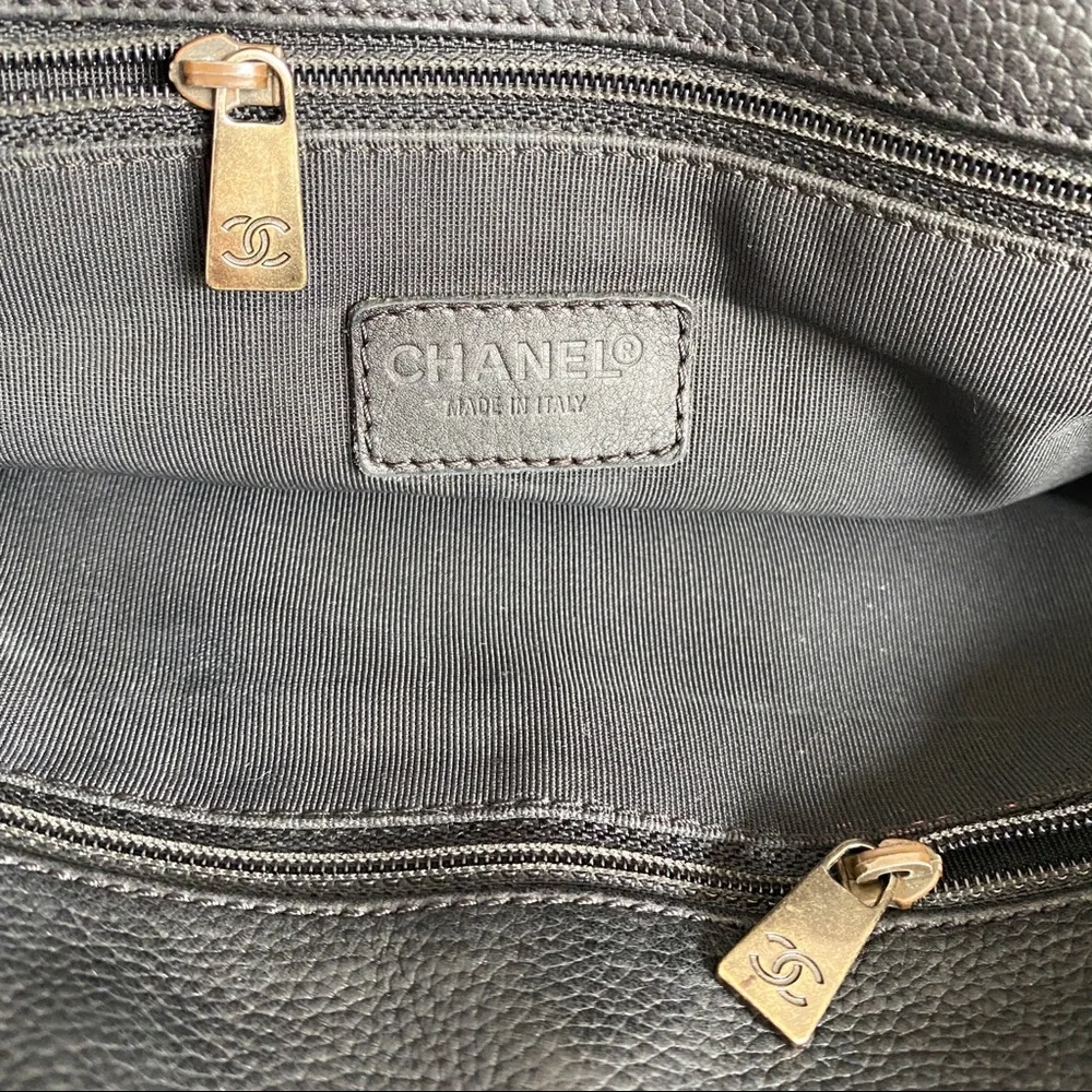 chanel black CC executive tote